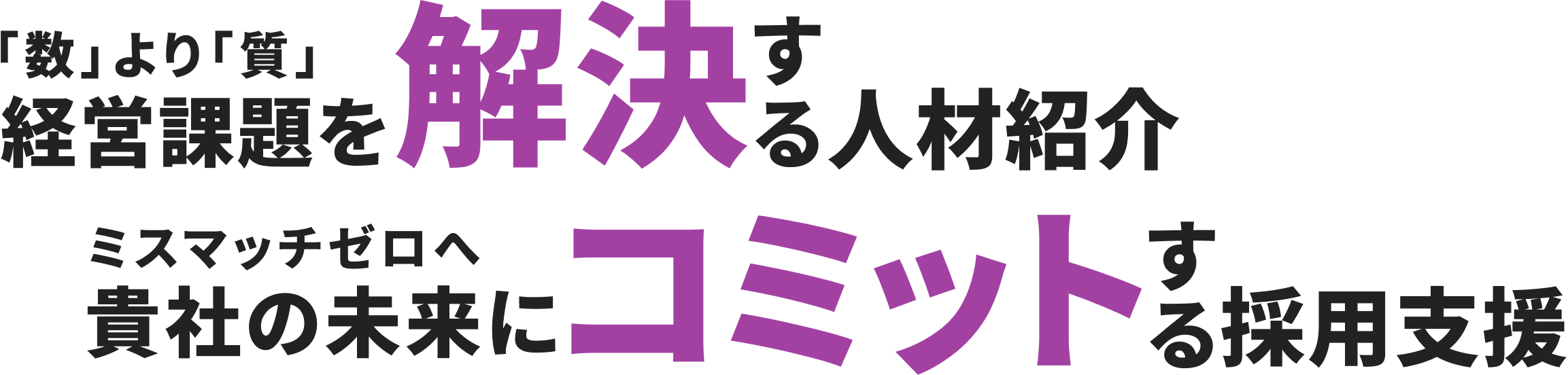 数より質　経営課題を解決する人材紹介 ミスマッチゼロへ貴社の未来にコミットする採用支援